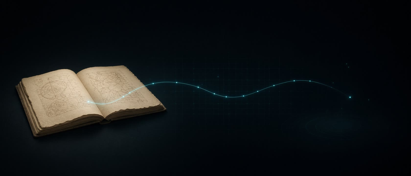 An open folio and a phosphor route through the dark